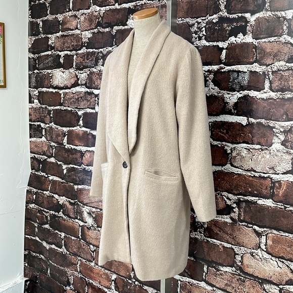 Waverly Grey libērant Pea Coat Womens 8 Cream Collar Button Textured Long Jacket - Picture 6 of 14